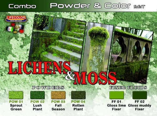 Lifecolor SPG6 Lichens & Moss Powder & Color Acrylic Set (6 22ml Bottles)