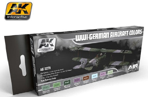 AK Interactive 2270 Air Series: WWI German Aircraft Acrylic Paint Set (8 Colors) 17ml Bottles