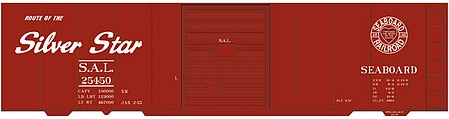 Tichy Trains 10187 HO Scale Railroad Decal Set -- Seaboard Air Line 40' Steel Boxcar (Silver Star Logo)