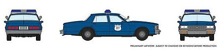 Rapido Trains 800012 HO Scale 1980-1985 Chevrolet Impala Sedan - Assembled -- Amtrak Police (blue)