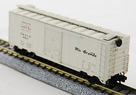 Con-Cor 1014007 N Scale 40' Steel Boxcar - Ready to Run -- Denver & Rio Grande Western (white, Flying Grande, Cookie Box Markings)