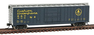 Con-Cor 1014334 N Scale 50' Rib-Side Boxcar - Ready to Run -- Baltimore & Ohio (blue, silver, yellow)
