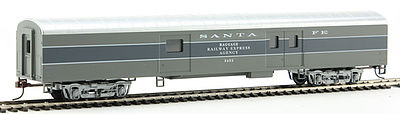 Con-Cor 10204 HO Scale 72' Smooth-Side Baggage - Ready to Run -- Santa Fe "Scout" (Two-Tone Gray)
