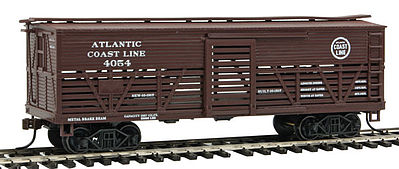 Con-Cor 1052033 HO Scale Wood Stock Car (Old-Time Cattle) - Ready to Run -- Atlantic Coast Line #1 (Boxcar Red)