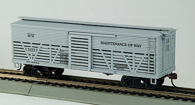 Con-Cor 1052036 HO Scale Wood Stock Car (Old-Time Cattle) - Ready to Run -- Maintenance-of-Way MOW #1 (gray)