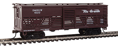 Con-Cor 1052091 HO Scale Wood Stock Car (Old-Time Cattle) - Ready to Run -- Denver & Rio Grande Western #2 (Boxcar Red)