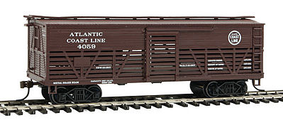 Con-Cor 1052093 HO Scale Wood Stock Car (Old-Time Cattle) - Ready to Run -- Atlantic Coast Line #2 (Boxcar Red)