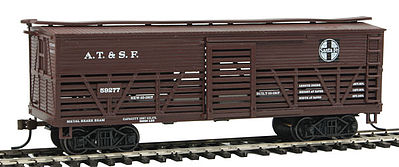 Con-Cor 1052098 HO Scale Wood Stock Car (Old-Time Cattle) - Ready to Run -- Santa Fe #2 (Boxcar Red)