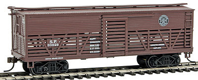 Con-Cor 1052100 HO Scale Wood Stock Car (Old-Time Cattle) - Ready to Run -- Southern Pacific #2 (Boxcar Red)