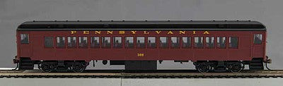 Con-Cor 1094078 HO Scale MP-54 Heavyweight Coach - Ready to Run -- Pennsylvania Railroad 63 (Tuscan, black, Roman Lettering)