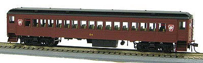 Con-Cor 1094086 HO Scale MP-54 Heavyweight Coach - Ready to Run -- Pennsylvania Railroad 335 (Tuscan, black, red Keystone Logo)