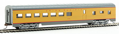 Con-Cor 11001 HO Scale 72' Smooth-Side Diner - Ready to Run -- Union Pacific (yellow, gray roof, red lettering)