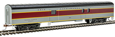 Con-Cor 1102010 HO Scale 72' Smooth-Side Baggage - Ready to Run -- Erie Lackawanna (gray, maroon, yellow)