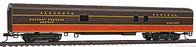 Con-Cor 110206 HO Scale 72' Smooth-Side Baggage - Ready to Run -- Illinois Central (brown, orange)