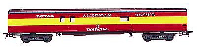 Con-Cor 11028 HO Scale 72' Smooth-Side Baggage - Ready to Run -- Royal American Shows