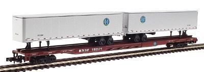 Con-Cor 120603 N Scale 89' Flat Car w/Two 45' Trailers -- BNSF w/2 BNSF Trailers