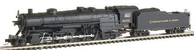 Con-Cor 13924 N Scale USRA Heavy 2-10-2 - Standard DC -- Chesapeake & Ohio #2003 (Dulux Gold) w/Dual Airpumps