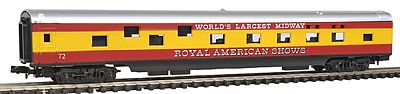 Con-Cor 140113 N Scale 85' Streamlined Smoothside Pullman Sleeper -- Royal American Shows
