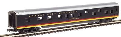 Con-Cor 140127 N Scale 85' Streamlined Smoothside Pullman Sleeper -- Kansas City Southern (black, red, yellow)