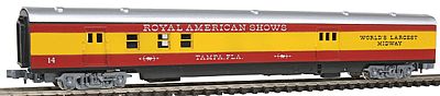 Con-Cor 140213 N Scale 85' Streamlined Smoothside Railway Post Office/Baggage Car -- Royal American Shows