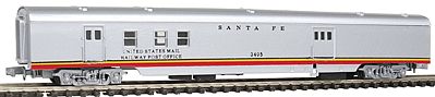 Con-Cor 140217 N Scale 85' Streamlined Smoothside Railway Post Office/Baggage Car -- Santa Fe