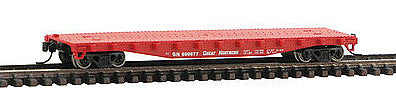 Con-Cor 14096 N Scale 50' Flatcar w/Stakes - Ready to Run -- Great Northern