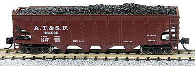 Con-Cor 14482 N Scale 75-Ton 4-Bay Open Hopper w/Load; New Trucks & Micro-Trains Couplers -- Santa Fe #2 (1950s scheme)