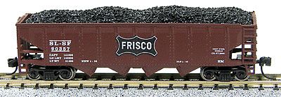 Con-Cor 14484 N Scale 75-Ton 4-Bay Open Hopper w/Load; New Trucks & Micro-Trains Couplers -- St. Louis - San Francisco "Frisco"