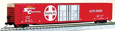Con-Cor 14663 N Scale 85' 4-Door Hi-Cube Boxcar - Ready to Run w/Micro-Trains(R) Couplers -- Santa Fe (red, white, Shock Control & Large Logo)
