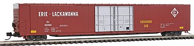 Con-Cor 14670 N Scale 85' 4-Door Hi-Cube Boxcar - Ready to Run w/Micro-Trains(R) Couplers -- Erie-Lackawanna (Tuscan Red, white, black)