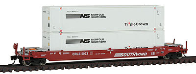 Con-Cor 14729 N Scale Gunderson "All Purpose" Twin Stack Well Car w/2 Containers -- Southwind w/2 NS 48' Containers