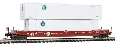Con-Cor 14730 N Scale Gunderson "All Purpose" Twin Stack Well Car w/2 Containers -- BNSF w/1ea 48' & 53' BNSF Containers