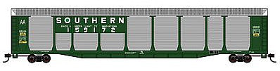 Con-Cor 14753 N Scale Tri-Level Auto Rack - Ready to Run -- Southern Railway #159172 (silver, green, white, Green Light Slogan)