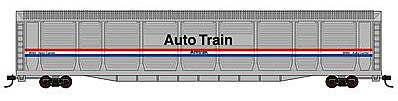 Con-Cor 14759 N Scale Tri-Level Auto Rack - Ready to Run -- Amtrak #9093 (Phase III; silver, Equal red, white, blue Stripes)