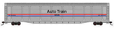 Con-Cor 14786 N Scale Tri-Level Auto Rack - Ready to Run -- Amtrak #9094 (Phase III, silver, Equal Width red, white, blue Stripes)