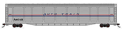 Con-Cor 14789 N Scale Tri-Level Auto Rack - Ready to Run -- Amtrak #9105 (Phase IV, silver, Wide blue & Narrow red Stripes)