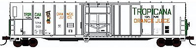 Con-Cor 14833 N Scale 57' Mechanical Reefer - Ready to Run -- Tropicana Orange Juice #2 (white, Block Lettering on Right, Girl Logo on Left)