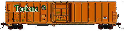 Con-Cor 14835 N Scale 57' Mechanical Reefer - Ready to Run -- Tropicana Orange Juice #4 (orange, Stylized Lettering on Left)