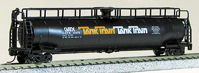 Con-Cor 15151 N Scale 60' Modern Tank Car -- Tank Train (black w/orange & white lettering)