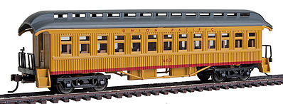 Con-Cor 15613 HO Scale 1880s Wood Open-Platform Coach - Ready to Run -- Union Pacific #662 (yellow, gray)