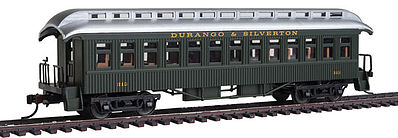 Con-Cor 15625 HO Scale 1880s Wood Open-Platform Coach - Ready to Run -- Durango & Silverton #313 (Pullman Green)
