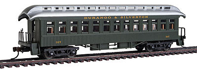Con-Cor 15626 HO Scale 1880s Wood Open-Platform Coach - Ready to Run -- Durango & Silverton #317 (Pullman Green)