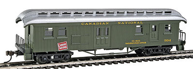Con-Cor 15712 HO Scale 1880s Wood Open-Platform Baggage-RPO - Ready to Run -- Canadian National #504 (green)