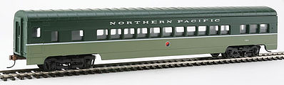 Con-Cor 190019 HO Scale 72' Smooth-Side Coach - Ready to Run -- Northern Pacific (Two-Tone Green)