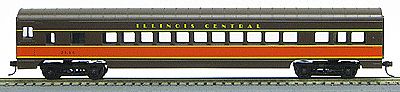 Con-Cor 19006 HO Scale 72' Smooth-Side Coach - Ready to Run -- Illinois Central (orange, brown)
