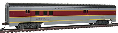Con-Cor 192010 HO Scale 72' Smooth-Side Railway Post Office - Ready to Run -- Erie Lackawanna (gray, maroon, yellow)