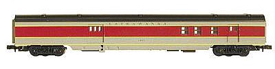 Con-Cor 19207 HO Scale 72' Smooth-Side Railway Post Office - Ready to Run -- Lackawanna (gray, maroon, yellow)