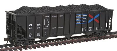 Con-Cor 19317 HO Scale Greenville 100-Ton 12-Panel 3-Bay Hopper - Ready to Run -- Chattahoochee Industrial Railroad #6132 (black, white, red, blue)