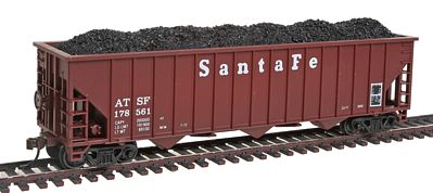 Con-Cor 19355 HO Scale Greenville 100-Ton 12-Panel 3-Bay Hopper- Ready to Run -- Santa Fe (red, white)