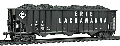 Con-Cor 19360 HO Scale Greenville 100-Ton 15-Panel 3-Bay Hopper w/Coal Load - Ready to Run -- Erie Lackawanna